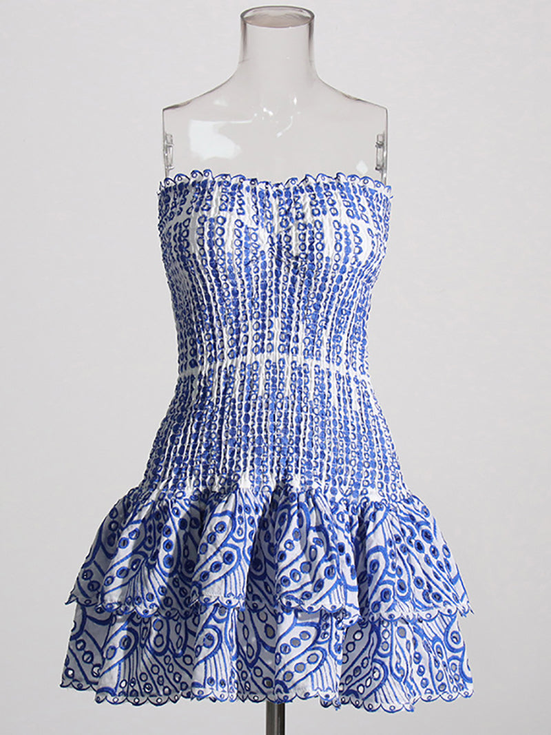 Layered Hem Sexy Strapless Dress
