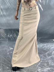 Fashion High Waist Plain Maxi Fishtail Skirt