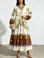 Printed Lantern Sleeve Resort Maxi Dress-boutique