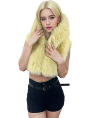 Hooded Faux Fur Zip Vest