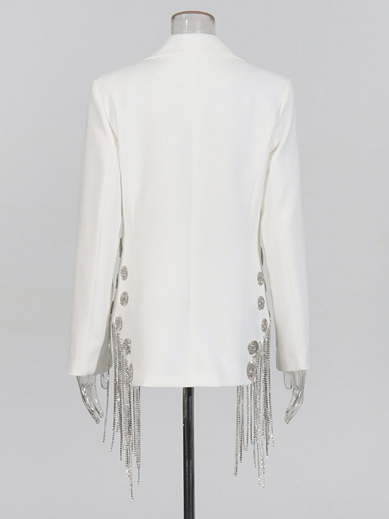 Fashion Rhinestone Decorate Tassels Blazer