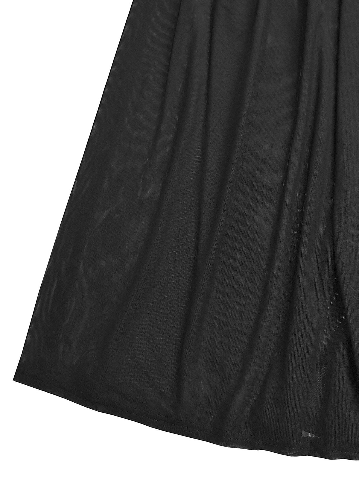 Elegant Mesh See-Through Oblique Collar Maxi Dress