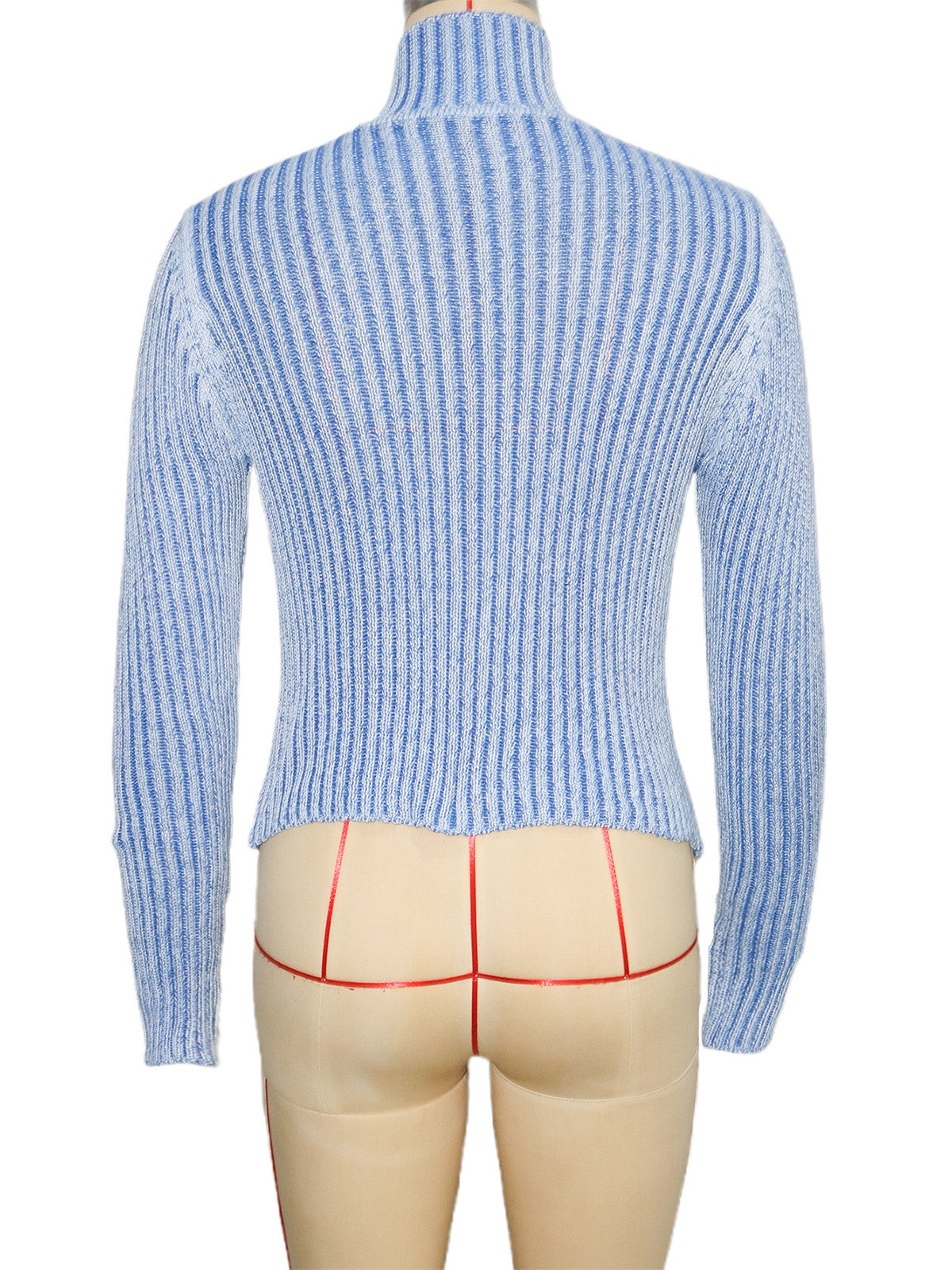 Fashion Stripe Zipper Sweater Coat