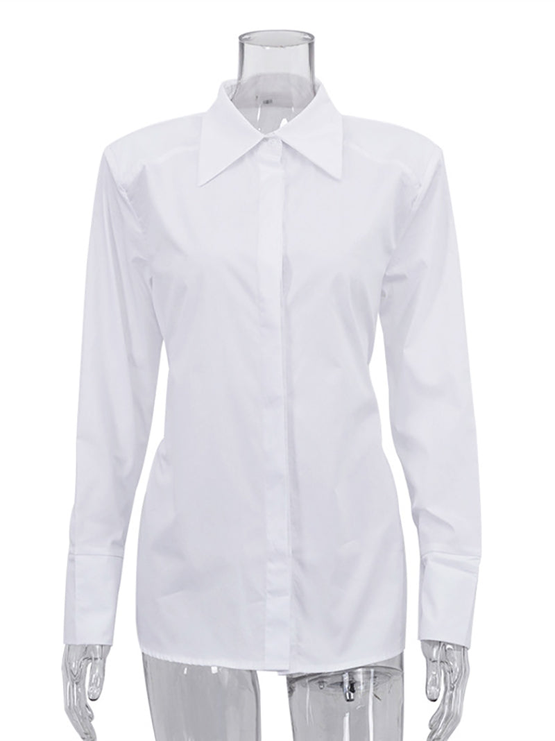 Casual Long Sleeve Turn-Down Collar Slim Shirt