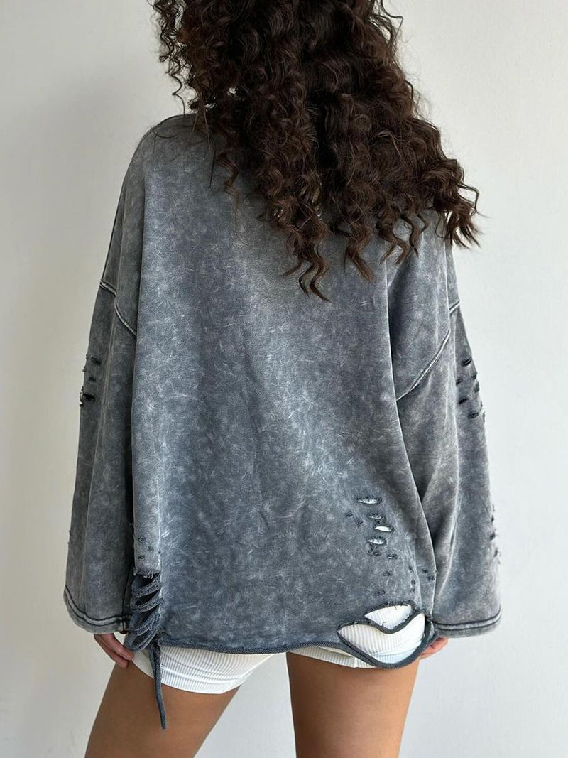 Streetwear Loose Ripped Casual Pullover