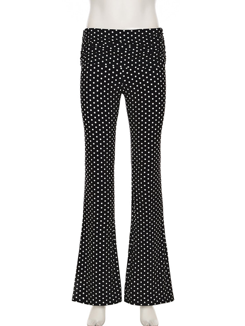 Polka-dot Print Slim Flare Leg Pants Set