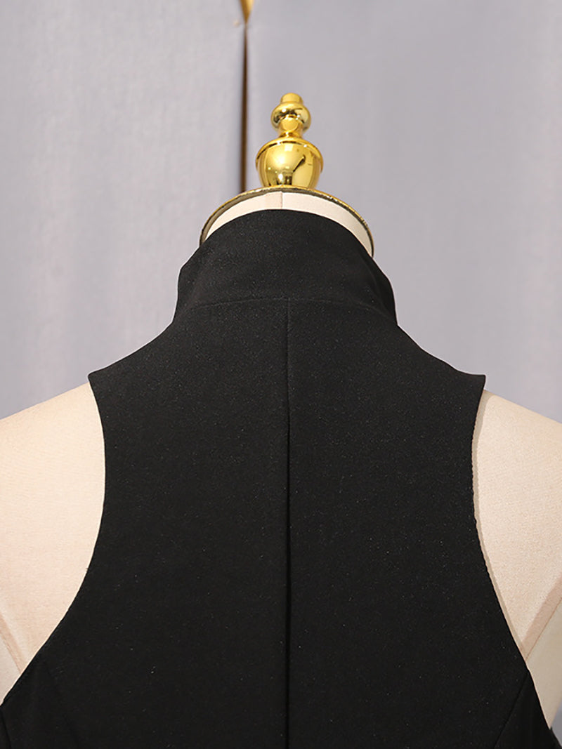 Fashion Sleeveless Zip-up Pleated Mini Dress