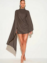 Bow Tie Long Sleeve Bodycon Mini Dress