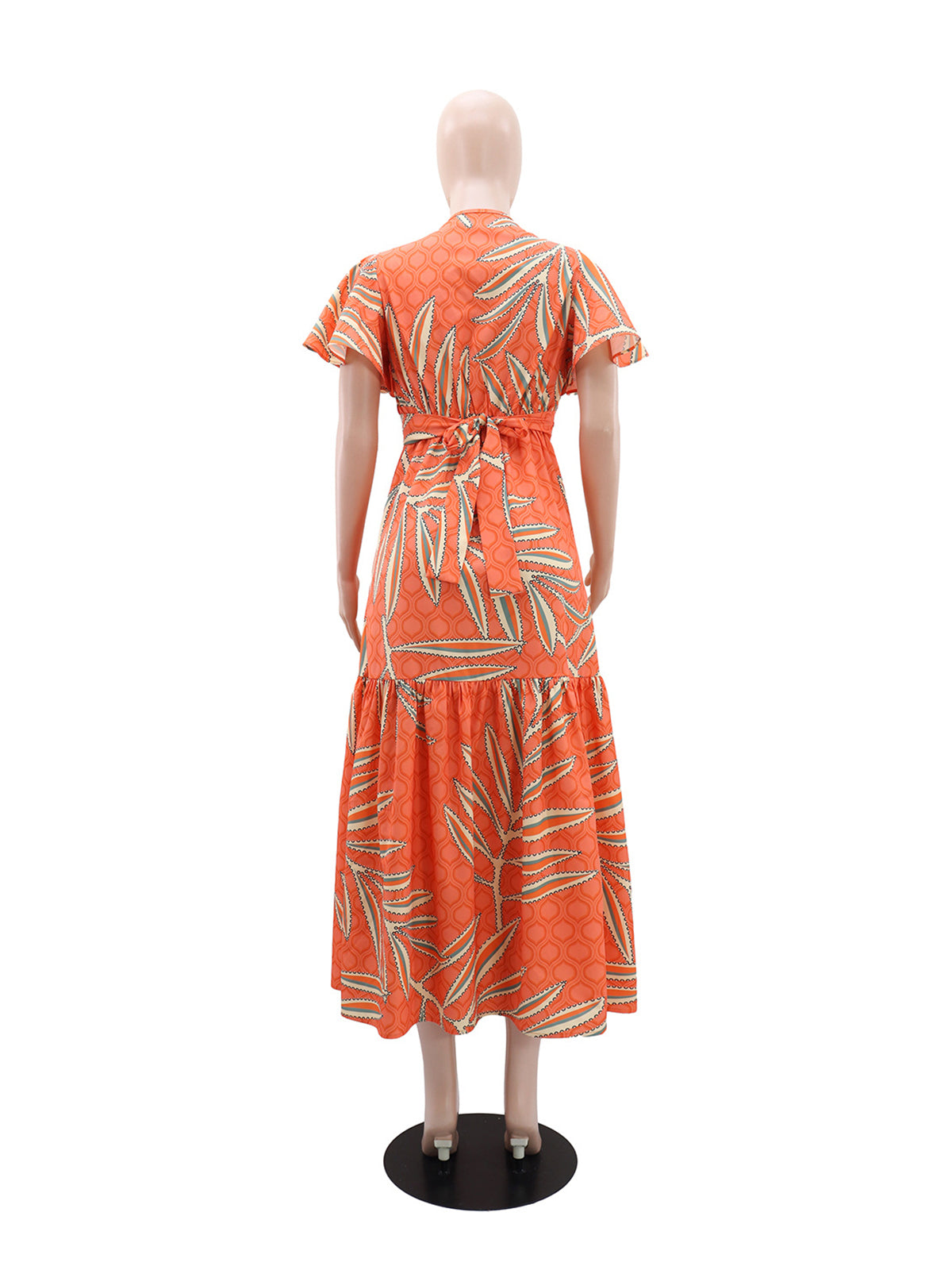 Elegant V Neck Print Vacation Maxi Dress