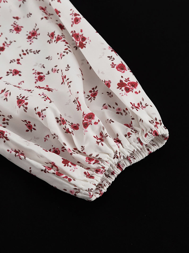 Off Shoulder Print Cinched Waist Mini Dress
