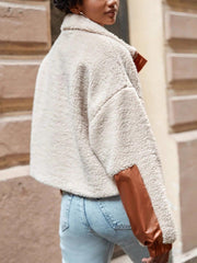 Fashion PU Leather Patchwork Cardigan Jacket