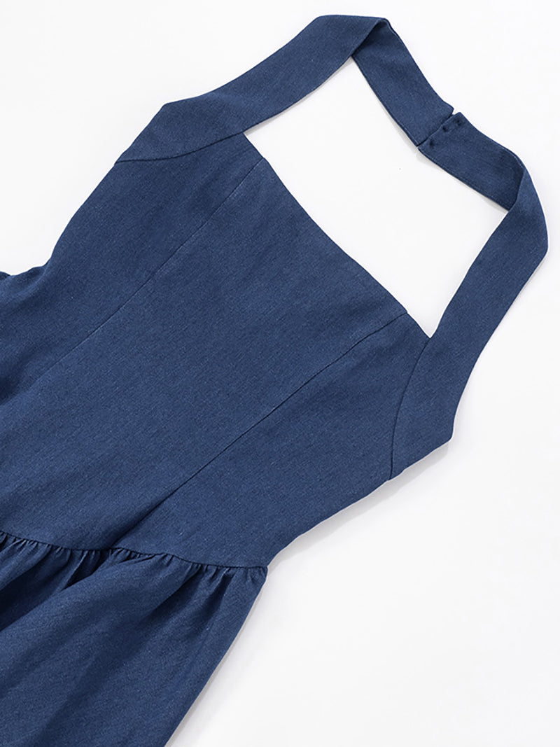 Sexy Halter Backless Denim Mini Dress