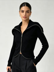 Slim Fit Collared Cropped Jacket-boutique