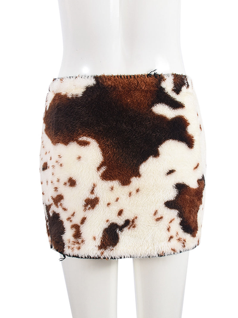 Fashion Cowmooflage Print Micro Mini Skirt