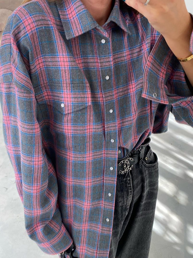 Vintage Loose Plaid Shirt