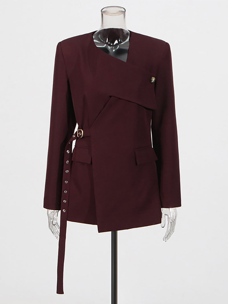 Fashion Asymmetrical Cross Lace-up Slim Blazer