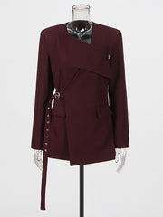 Fashion Asymmetrical Cross Lace-up Slim Blazer