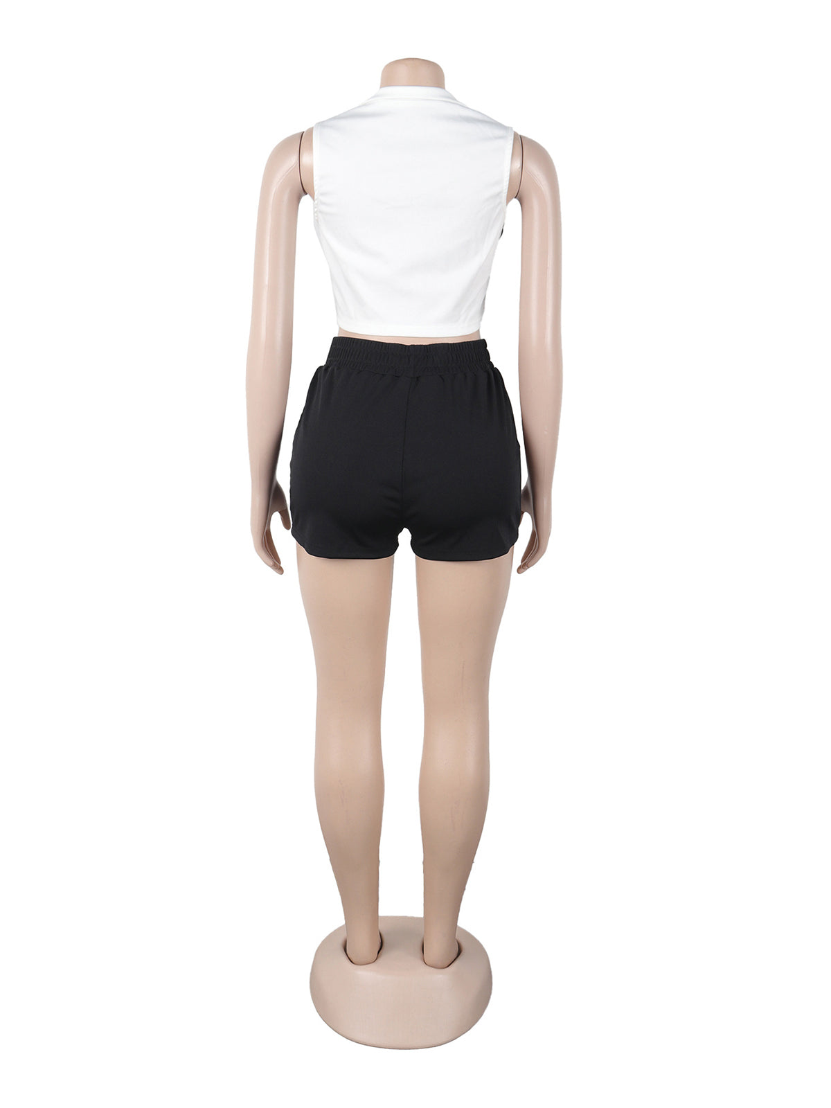 Casual Stripe Patchwork Sleeveless Top Shorts Sets