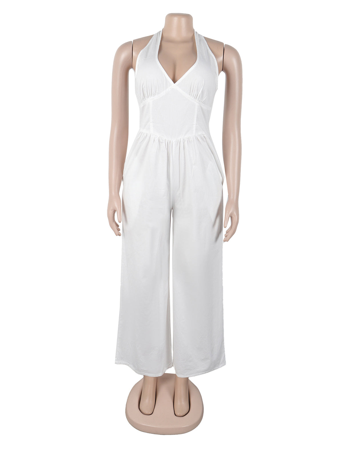 Elegant Halter Backless Regular Jumpsuit
