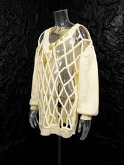 Solid Hollow Out Casual Loose Knitting Sweater
