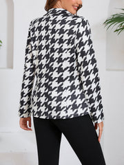 Houndstooth Double Button Tweed Blazer Jacket