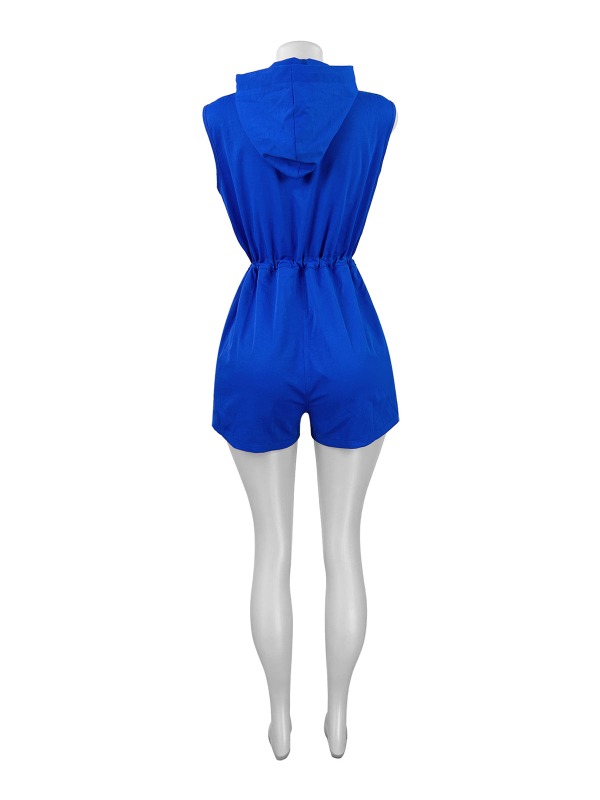 Fashion Zipper Sleeveless Drawstring Rompers