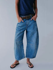 Casual Mid Waist Wide Leg Loose Jeans