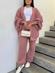 Casual Knit Cardigan Sweater and Pants Set