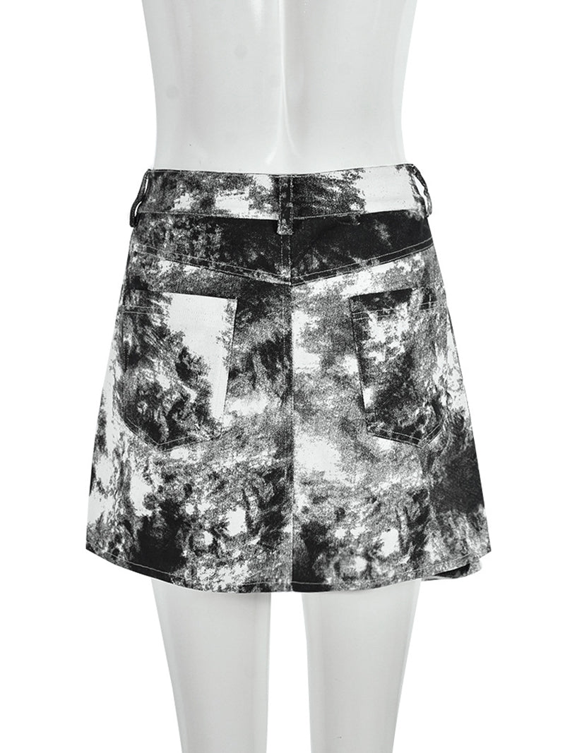 Casual Print Cargo Skirts