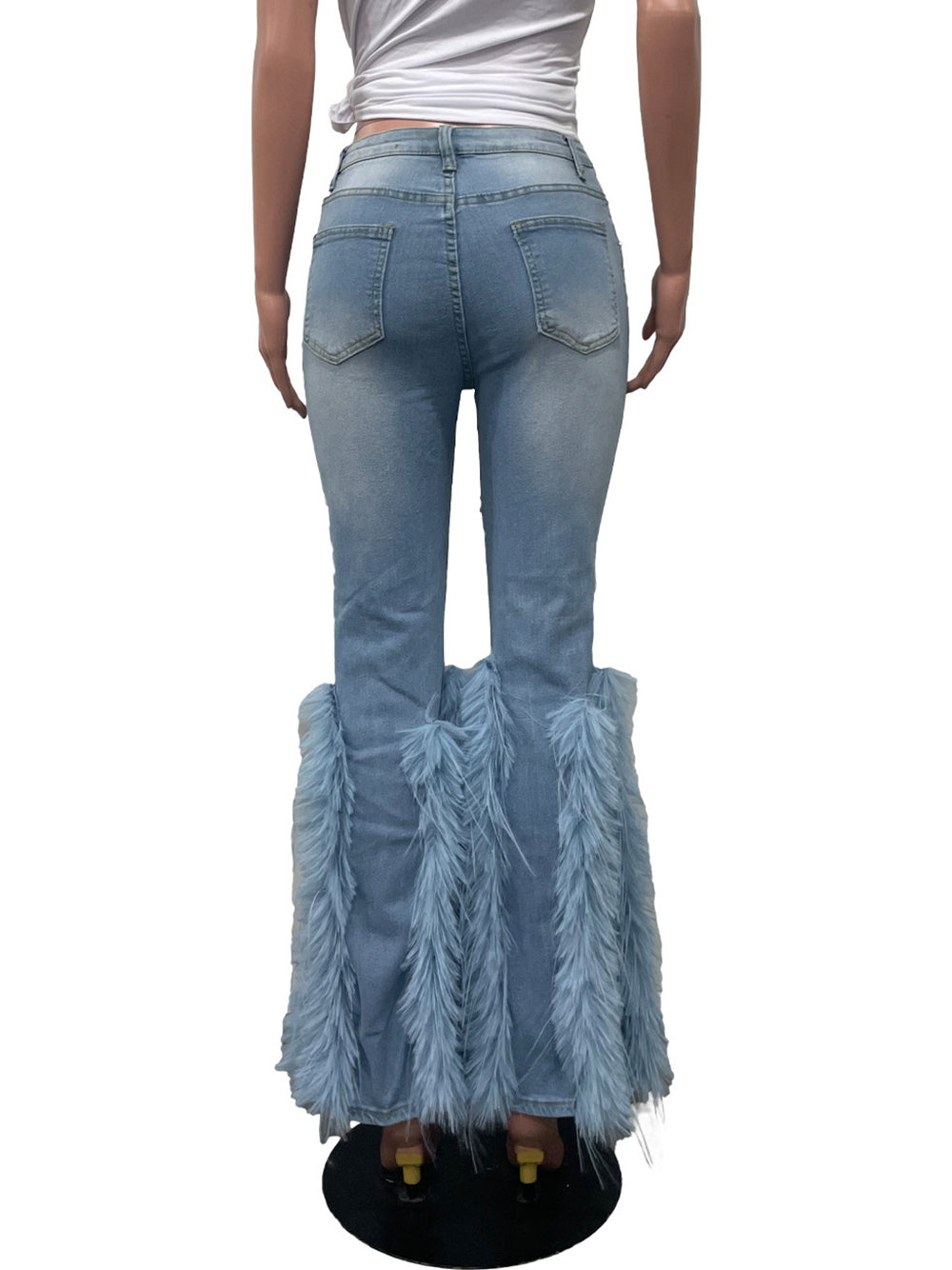 Fashion Feather Combo Ripped Jeans