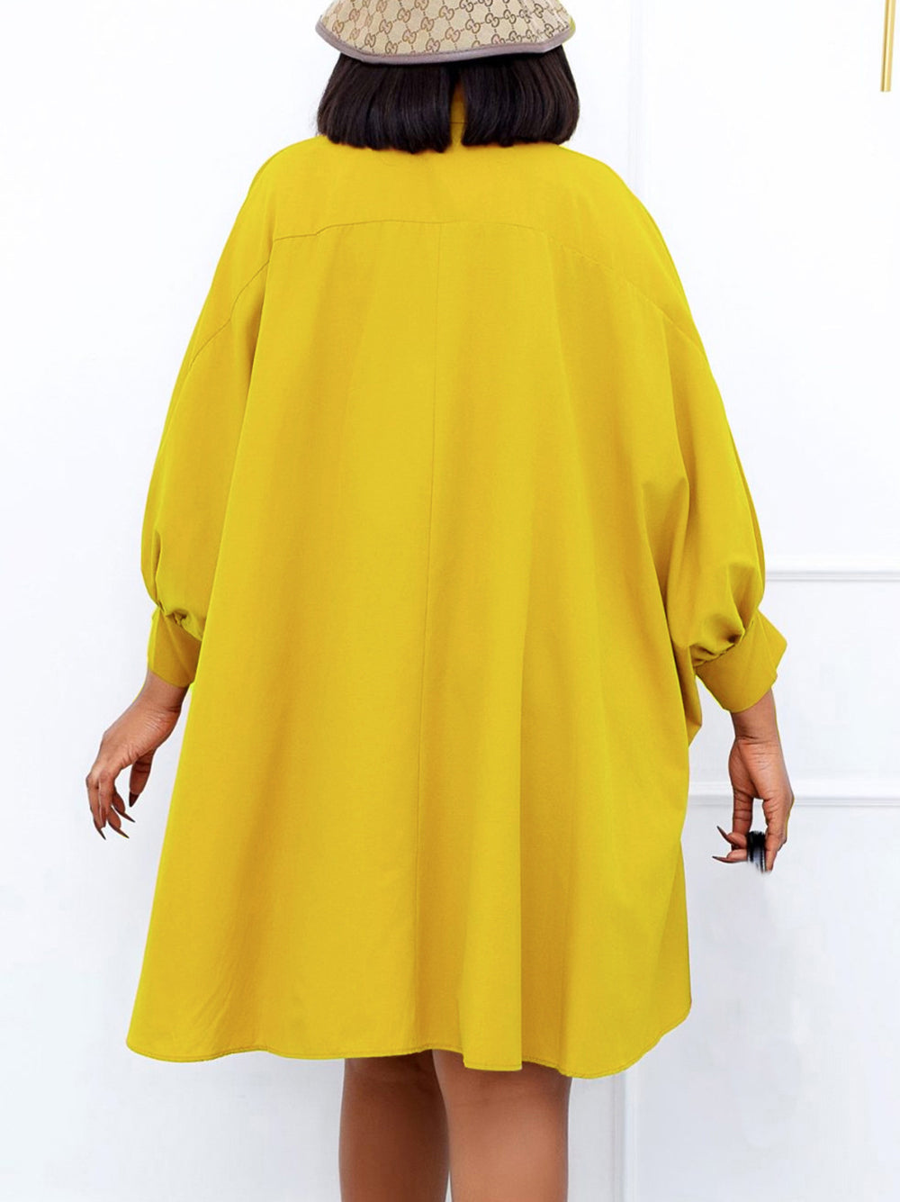 Elegant Bubble Sleeves Loose Shirt Dress