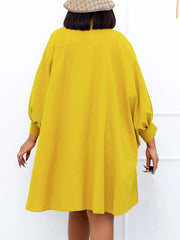 Elegant Bubble Sleeves Loose Shirt Dress