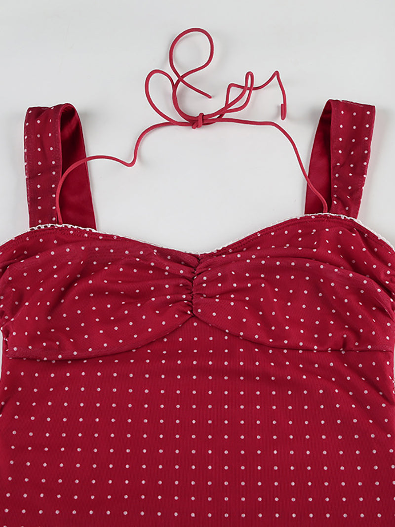 Sexy Polka Dot Print Strap Mini Dress