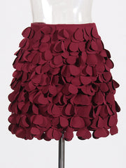 Solid Color Petal Applique Mini Skirt