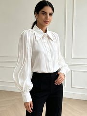 Women's Striped Balloon Sleeve Blouse - Boutique