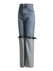 Fashion Hybrid Denim Belted Pants Jeans