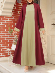 Round Neck Long Sleeve Loose Robe Maxi Dress