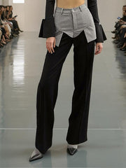 Color Block Wide Leg Tailored Pants