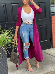 Casual Solid Long Sleeve Length Cardigan