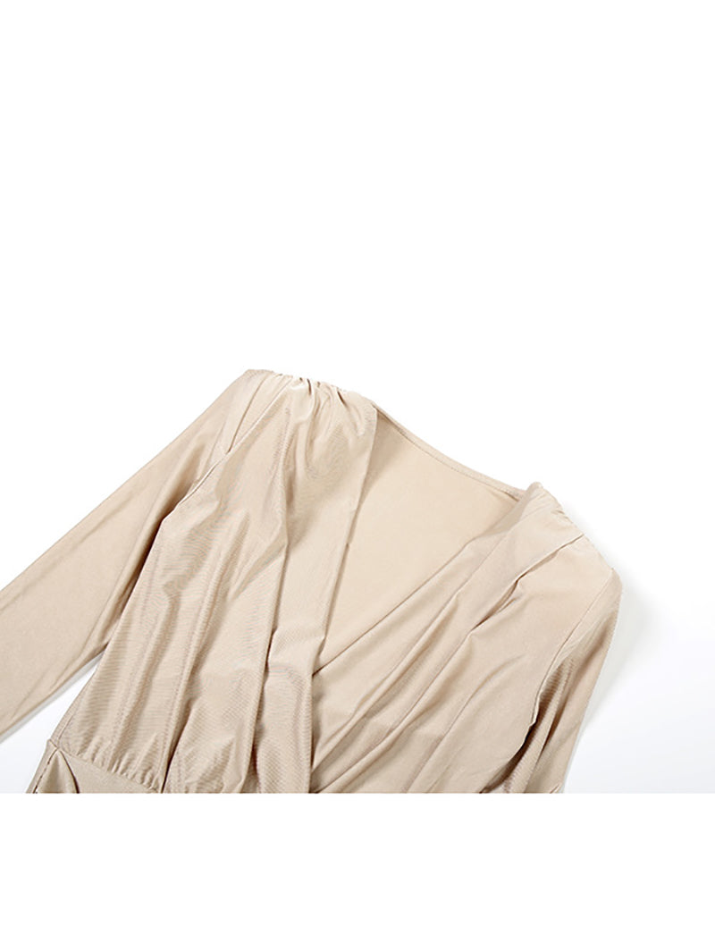Sexy Deep V Long Sleeve Slim Wide Leg Jumpsuit