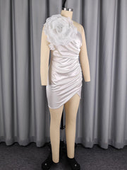 Elegant One Shoulder Ruffle Trim Bodycon Dress