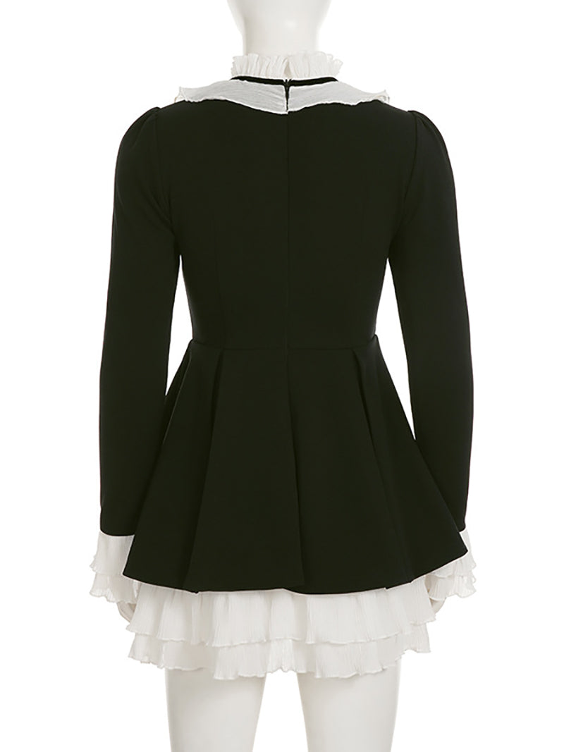 Elegant Sexy Lace Patchwork Ruffle Slim Dress