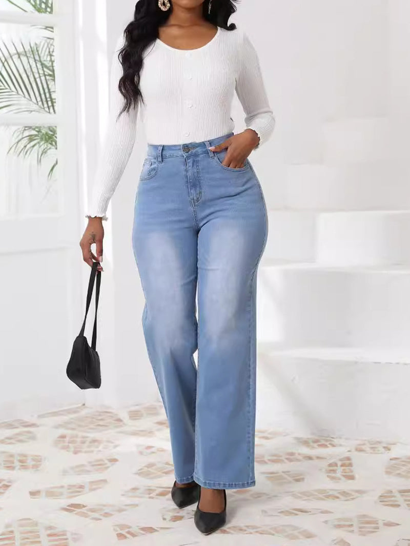 Vintage High Waist Straight Leg Jeans