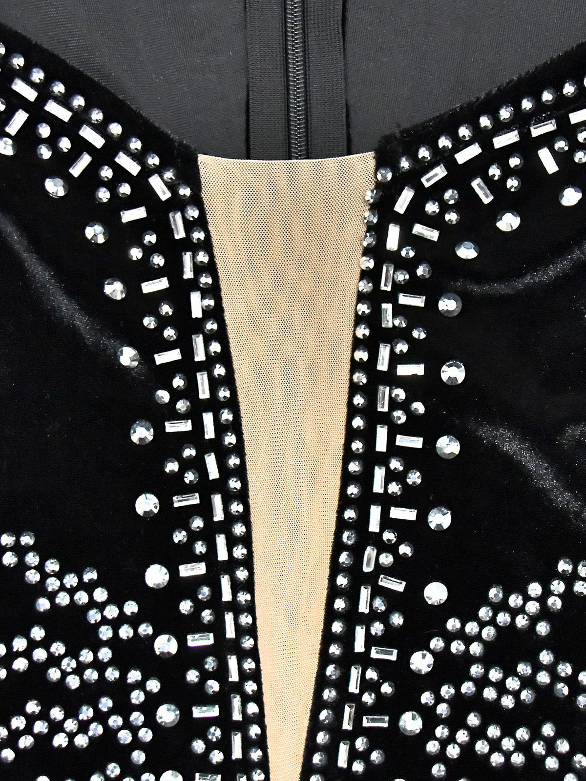 Sexy Rhinestone Long Sleeve Bodycon Maxi Dress