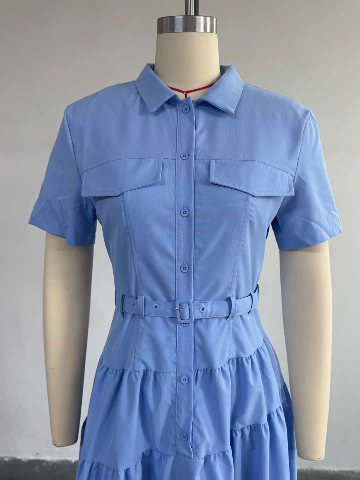 Casual Turn-Down Collar A-line Shirt Dress