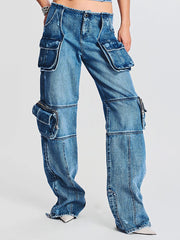 Fashion Multi-pocket Straight Jeans