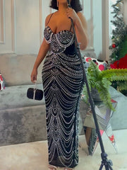 Luxury Sparkly Rhinestone Evening Gown Dress