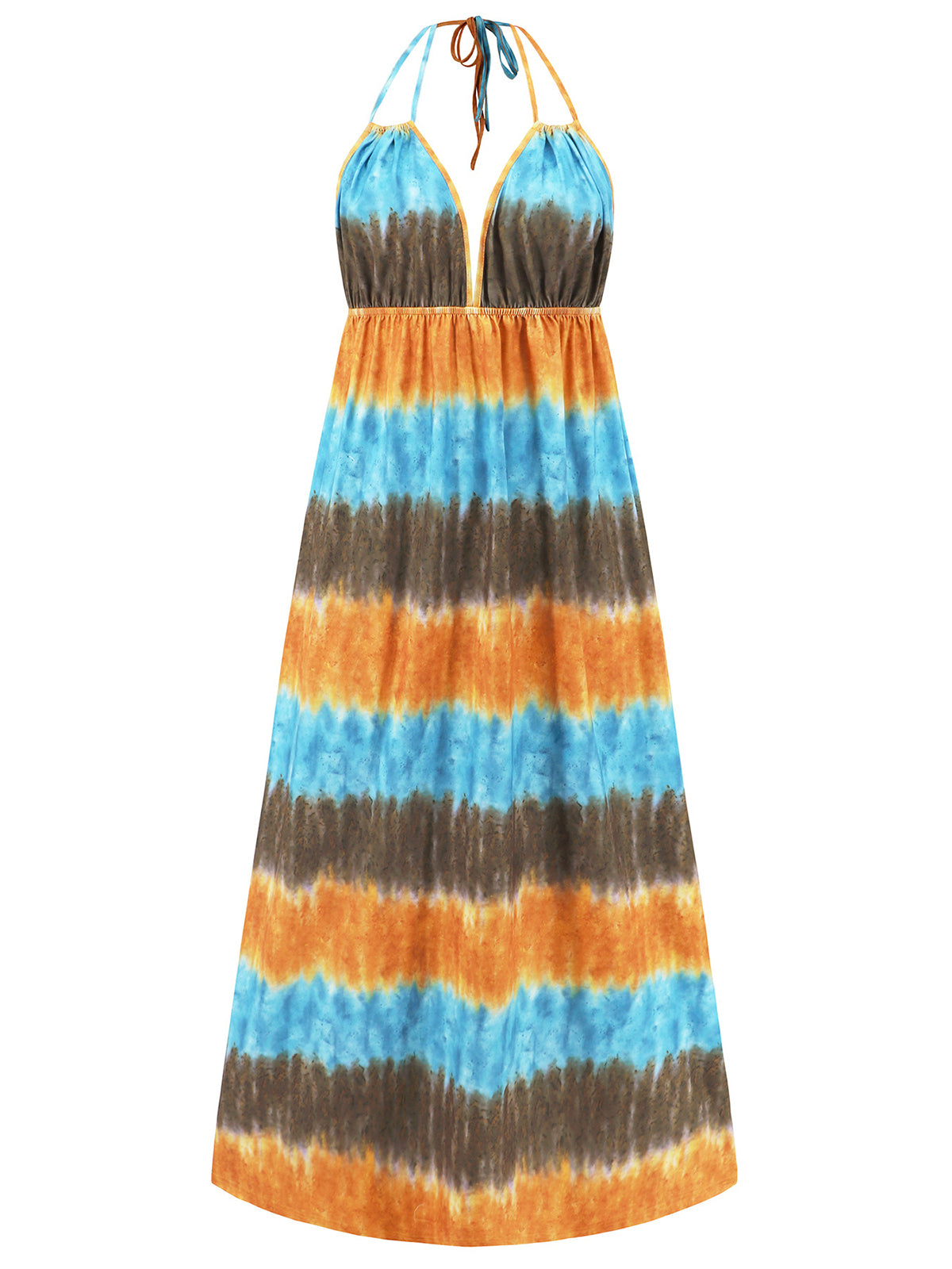 Sexy Tie-Dye Halter Backless Beach Dress