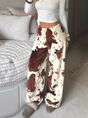 Women's Printed Fleece Wide Leg Pants