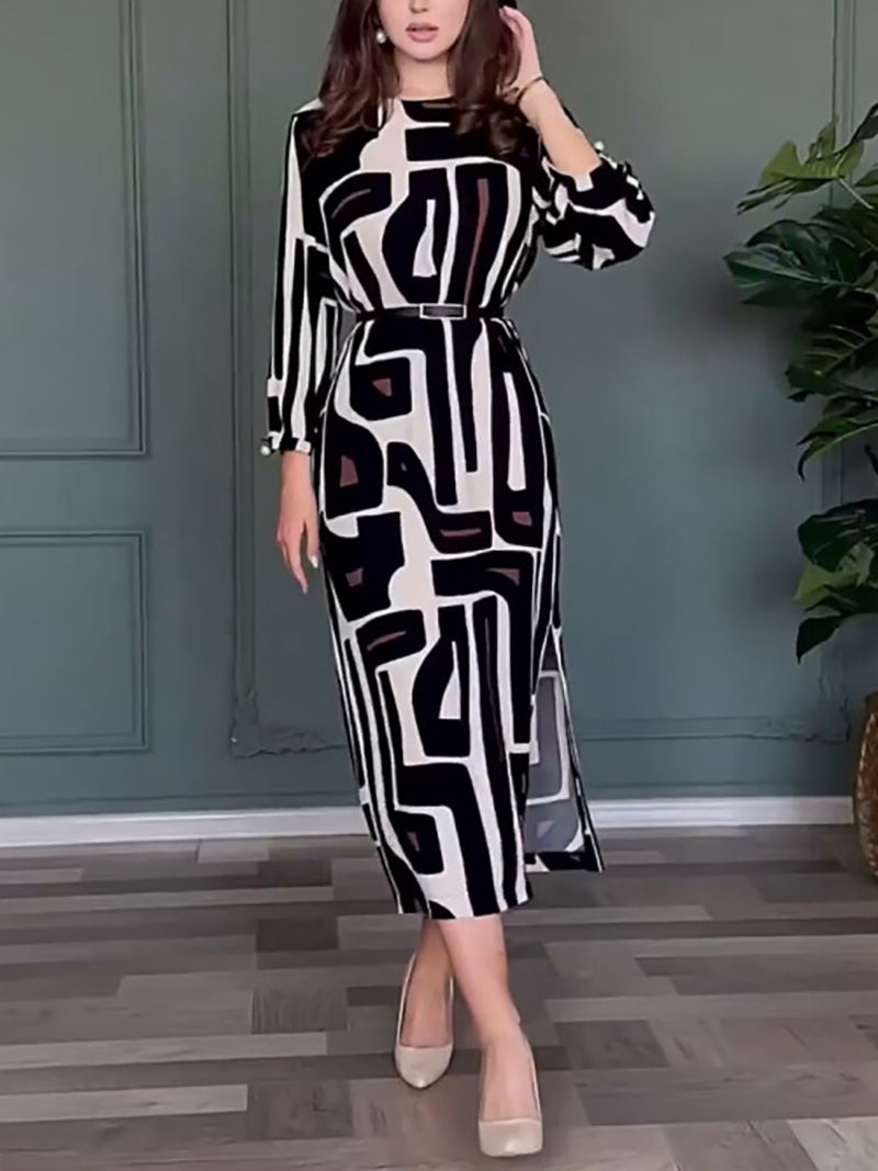 Fashion Print Beam Waist Dress